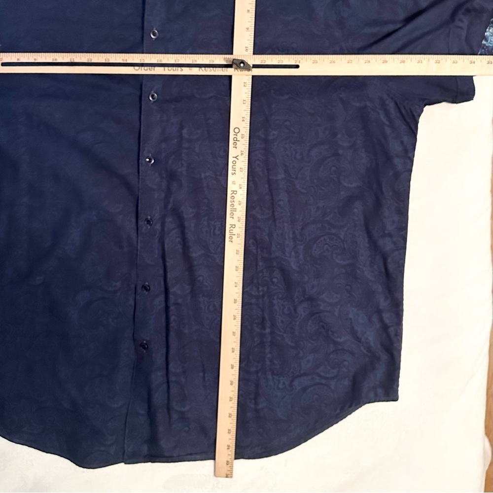 Robert Graham Shirt 3XL Blue Paisley All Over Print Button Up Short Sleeve Mens - Picture 5 of 8